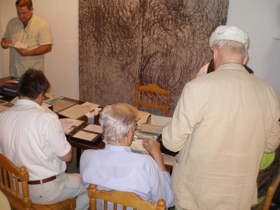 Members of the travel group browsing